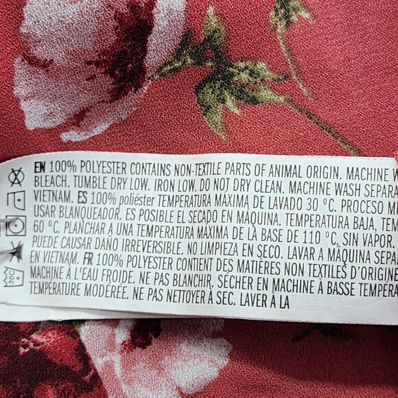 Forever 21 Top Womens M Pink Floral V-Neck Long Sleeve Button Front Preppy - Picture 6 of 9